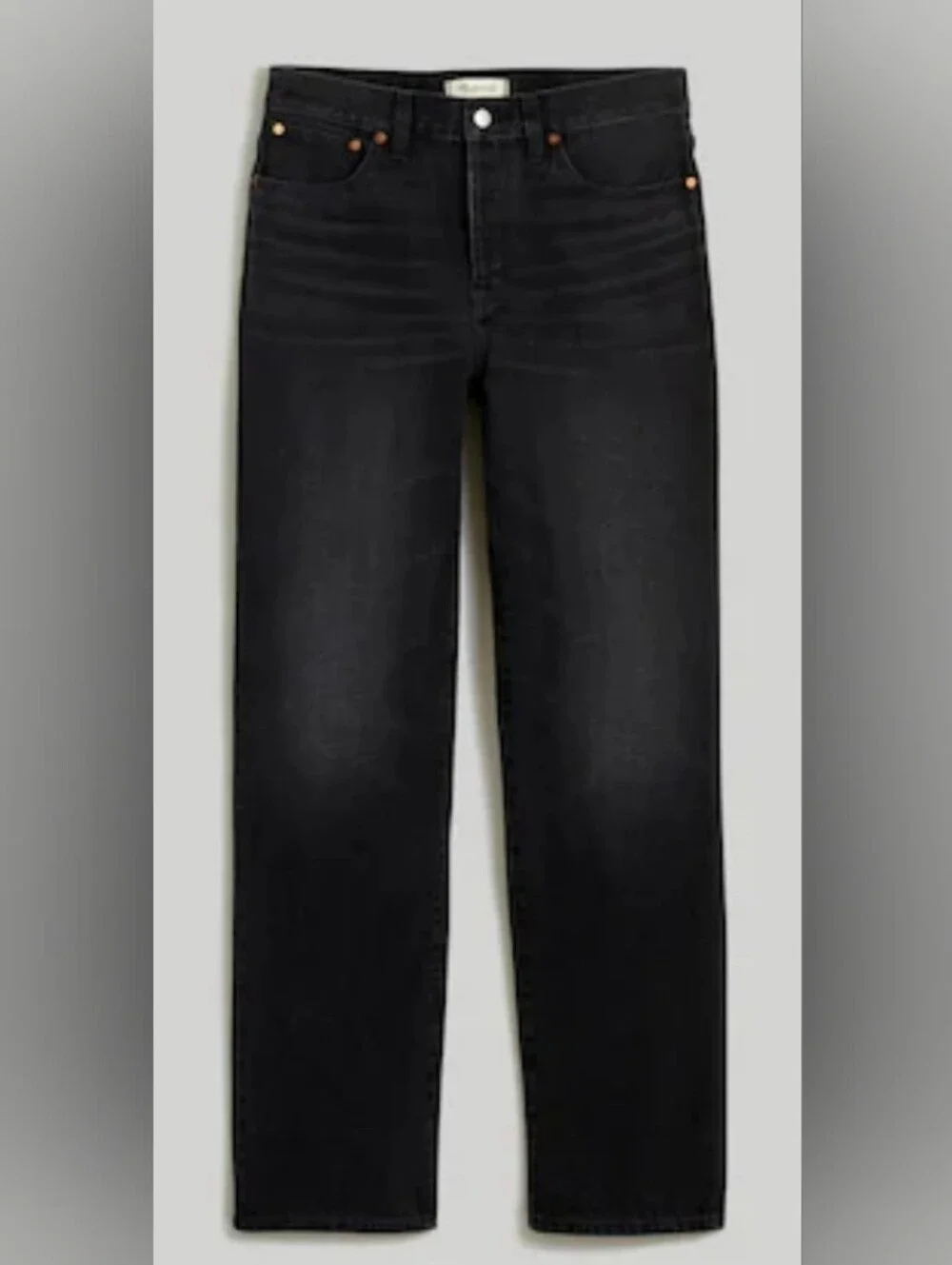 MADEWELL Low Slung Straight Jeans Washed Black Gray 27 runs big Perfect Conditio